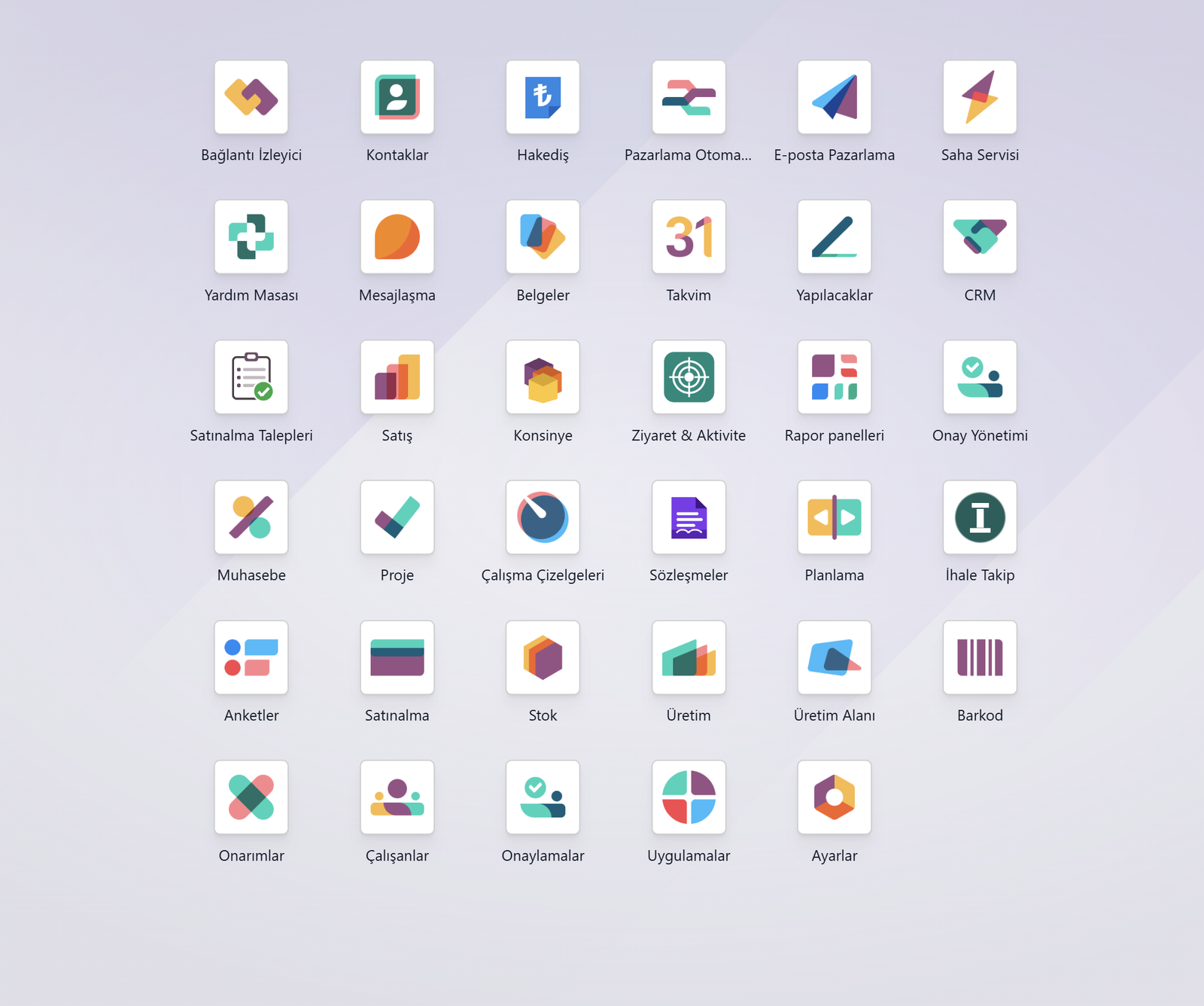 Türkçe Odoo ana ekranı